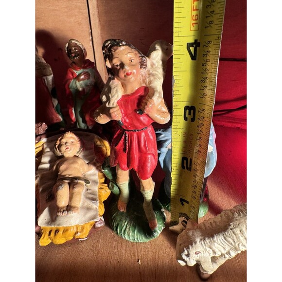 Vintage Christmas NATIVITY PIECES Set Of 10 Figures HAND PAINTED ITALY 1960s - Picture 11 of 16